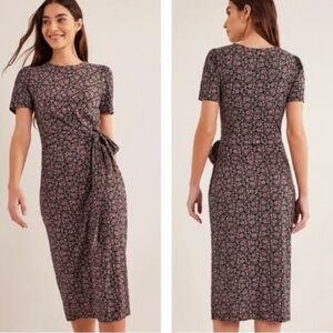 Boden Knot Front Jersey Midi Floral Paisley Dress 16/18 XL